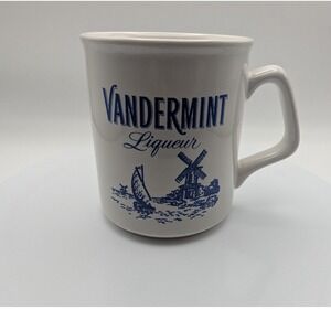 Vandermint Liqueur Dutch Coffee Mug White Blue Windmill Sailboat Recipe